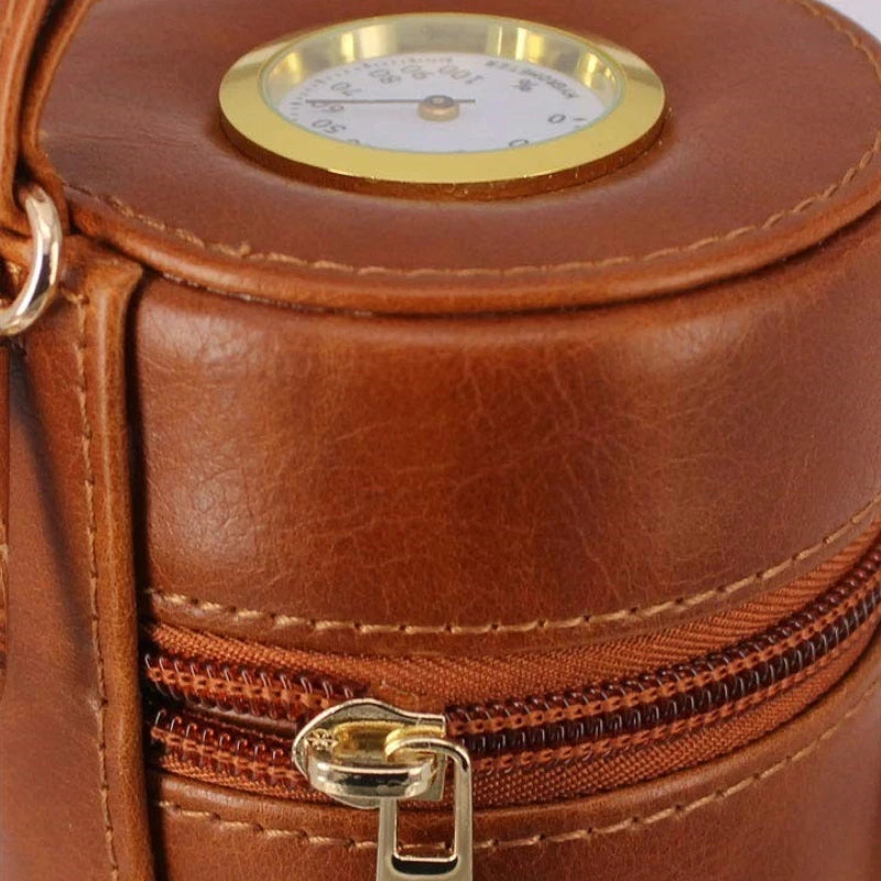 Leather Travel Cigar Humidor with Hygrometer