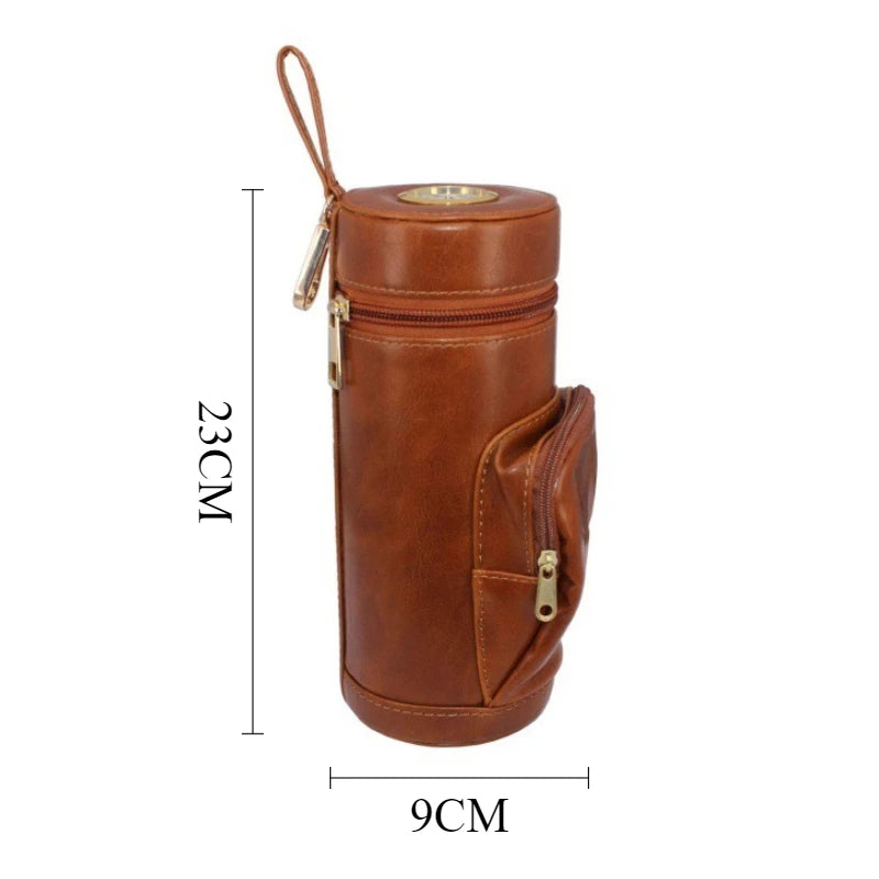 Leather Travel Cigar Humidor with Hygrometer